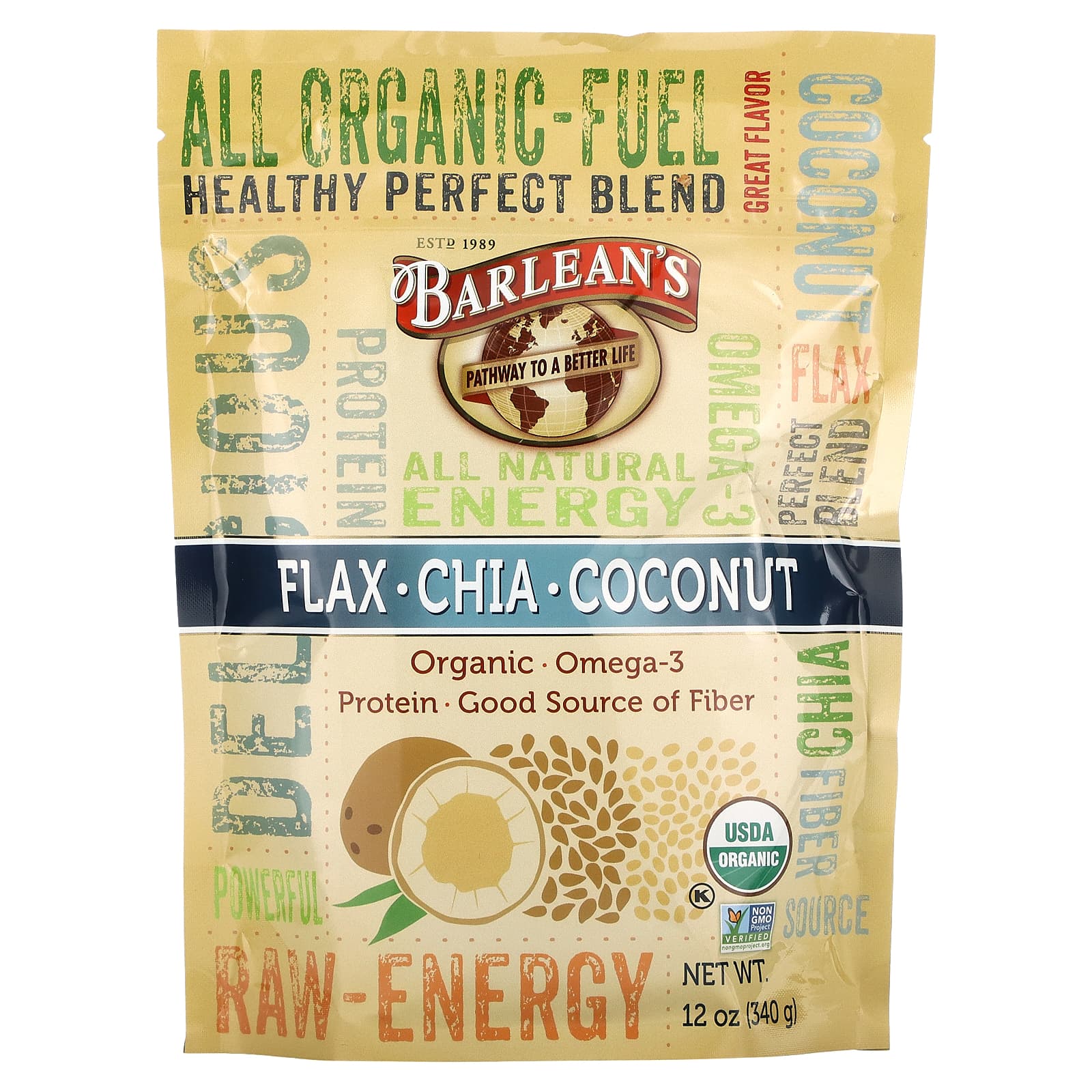 Barlean's, Flax·Chia·Coconut Blend Pouch, 12 Oz liquid UPC 705875100274 | HiLife Vitamins